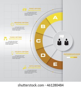abstract 5 steps template with free space for your sample text&data.