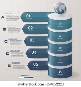 Abstract 5 steps  template with global shape.Vector illustration.