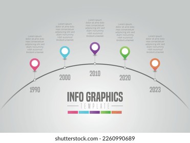 Resumen 5 pasos Elementos infográficos de la línea de tiempo. Ilustración vectorial. infografía de hitos de la empresa.