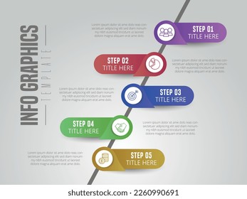 Abstract 5 steps Timeline infographics elements. Vector illustration.