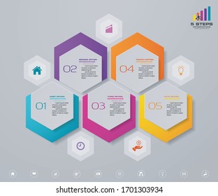 Abstract 5 steps timeline presentation chart infographics element. EPS 10.	