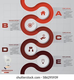 Abstract 5 steps timeline/chart for presentation. EPS10.
