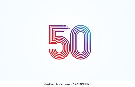Abstract 50 Number Logo, number 50 monogram line style, usable for anniversary, business and tech logos, flat design logo template, vector illustration	