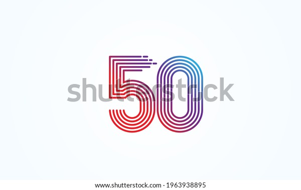 Abstract 50 Number Logo, number 50\
monogram line style, usable for anniversary, business and tech\
logos, flat design logo template, vector\
illustration	