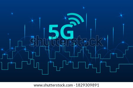 Abstract 5G icon with dot point connect line design, communication network concept. High speed, broadband telecommunication. vector design.