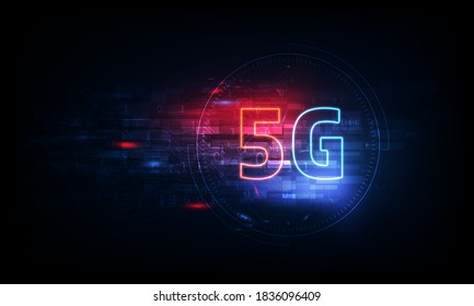 abstract 5G new wireless internet connection background. Global network high speed network. 5G symbol on background.