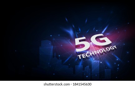 abstract 5G new wireless internet connection background. Global network high speed network. 5G symbol on background.