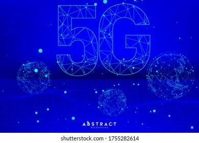 Abstract 5G Triangle Geometry Background and Wallpaper. Global network connection, Social communications concept, Digital technology banner.