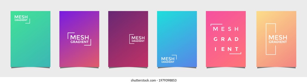 Abstract 6 cool mesh gradient colors background set. Modern vector template for flyer, brochure, cover, catalog, poster, etc. Editable vector.