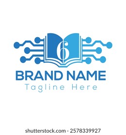 Abstract 6 letter modern initial Book and education logo design	