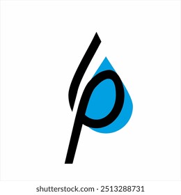 Abstract 6 P logo design with water drop illustration.