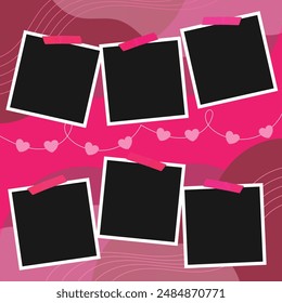 Abstract 6 photo frames collage art template background design