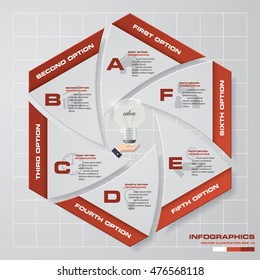Abstract 6 steps in blade shape template/graphic or website layout. Vector.