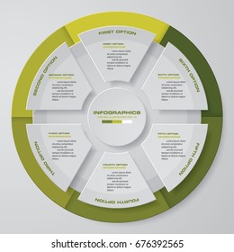 Abstract 6 steps circle infographics elements.Vector illustration. EPS10.