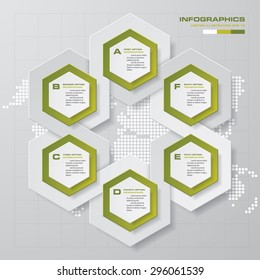 Abstract 6 steps infographics elements.Vector illustration.