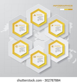 Abstract 6 steps infographics elements.Vector illustration.