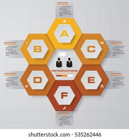 Abstract 6 steps infographics elements.Vector illustration.
