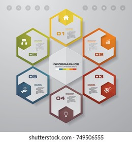 Abstract 6 steps infographics template. Infographics for business presentation. Timeline presentation. EPS 10.