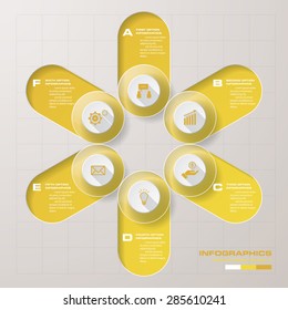 Abstract 6 steps infographis elements. Vector illustration.