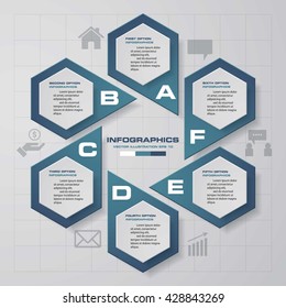 Abstrakt 6 Stufen infographis elements.Vektorillustration Illustration.