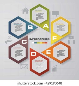 Abstrakt 6 Stufen infographis elements.Vektorillustration Illustration.