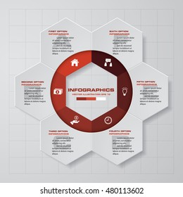 Abstract 6 steps infographis elements.Vector illustration.