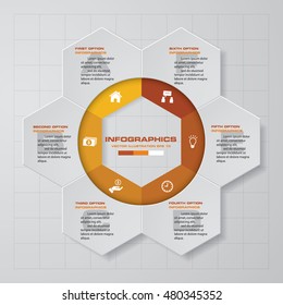 Abstract 6 steps infographis elements.Vector illustration.