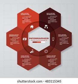 Abstract 6 steps infographis elements.Vector illustration.