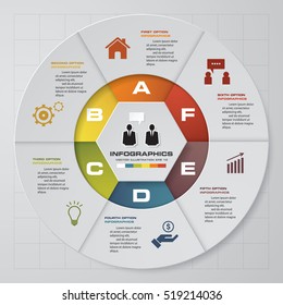 Abstract 6 steps infographis elements.Vector illustration.