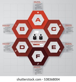 Abstract 6 steps infographis elements.Vector illustration.