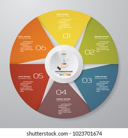 Abstract 6 steps modern pie chart infographics elements.Vector illustration.