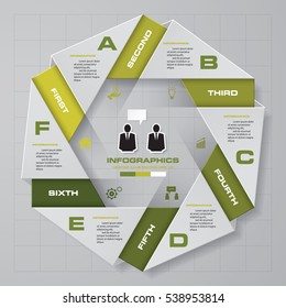Abstract 6 steps modern presentation template. Pentagonal shape. EPS10.