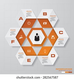 abstract 6 steps template with free space for your sample text&data. Vector Illustration
