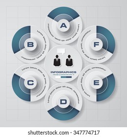 abstract 6 steps template with free space for your sample text&data. Vector Illustration