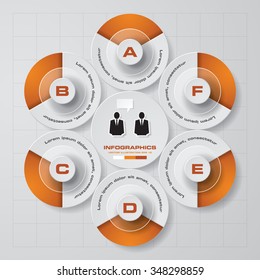abstract 6 steps template with free space for your sample text&data. Vector Illustration