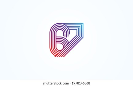 Abstract 67 Number Logo, number 67 monogram line style, usable for anniversary, business and tech logos, flat design logo template, vector illustration