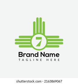 Abstract 7 letter modern initial logo design