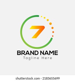 Abstract 7 letter modern initial logo design with bubble icon.