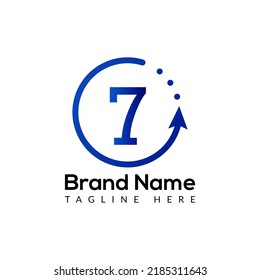 Resumen 7 letras plantilla moderna de diseño de logotipo de flecha inicial