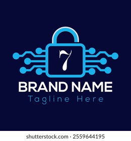 Abstract 7 letter modern initial logo design	