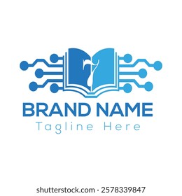 Abstract 7 letter modern initial Book and education logo design	
