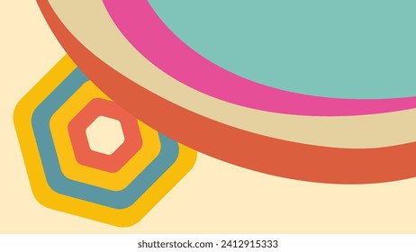 ABSTRACT 70s BACKGROUND WITH HAND DRAWN SHAPES PASTEL FLAT COLOR VECTOR DESIGN TEMPLATE FOR WALLPAPER, COVER DESIGN, HOMEPAGE DESIGN