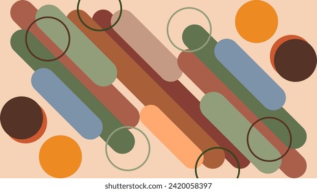 ABSTRACT 70s BACKGROUND WITH SHAPES PASTEL FLAT COLOR VECTOR DESIGN TEMPLATE FOR WALLPAPER, COVER DESIGN, HOMEPAGE DESIGN
