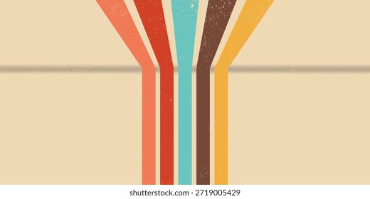 Abstrakte 70er Jahre Retro-Perspektive Linien Hintergrund. Vintage bunte Streifen Banner, Hintergrund und Tapete Vektorgrafik