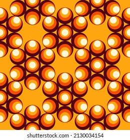 Abstract 70s style seamless pattern. Vintage vector background. Geometric wallpaper. Funky ornament in retro colors.	