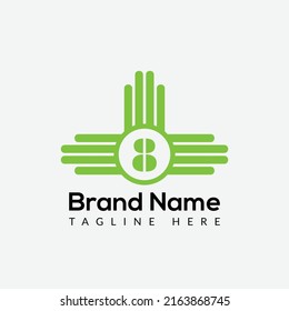 Resumen 8 letras diseño moderno inicial de logotipo