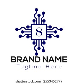 Abstract 8 letter modern initial logo design	