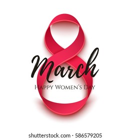 Abstract 8 March greeting card isolated on white. International Women's day background, invitation, brochure or poster template. Vector illustration.