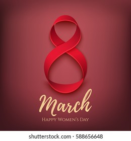 Abstract 8 March greeting card template. International Women's day background, poster or brochure. Vector illustration.