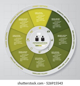 Abstract 8 steps circle/wheel infographis elements.Vector illustration.